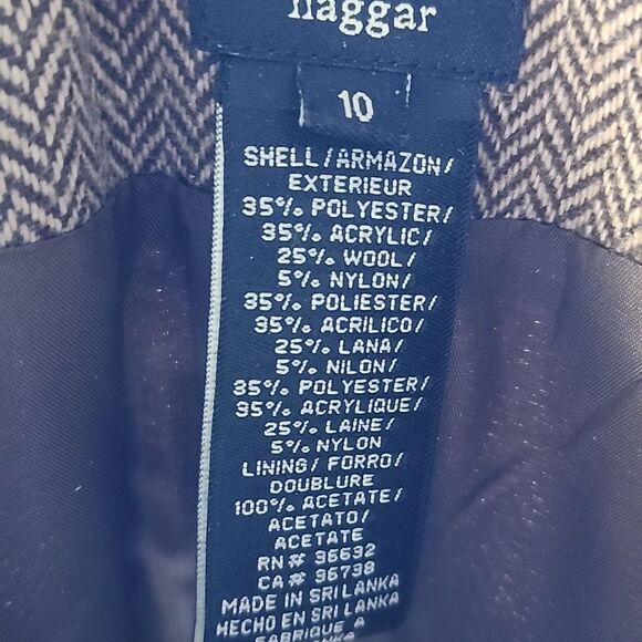 Vintage Herringbone Wool Blend Cropped Zip Up Blazer Size 10 Chocolate Brown - Picture 8 of 10